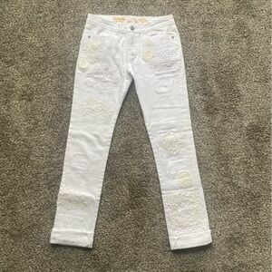 Desigual Women’s Sz. 24 White Lace Floral Jeans